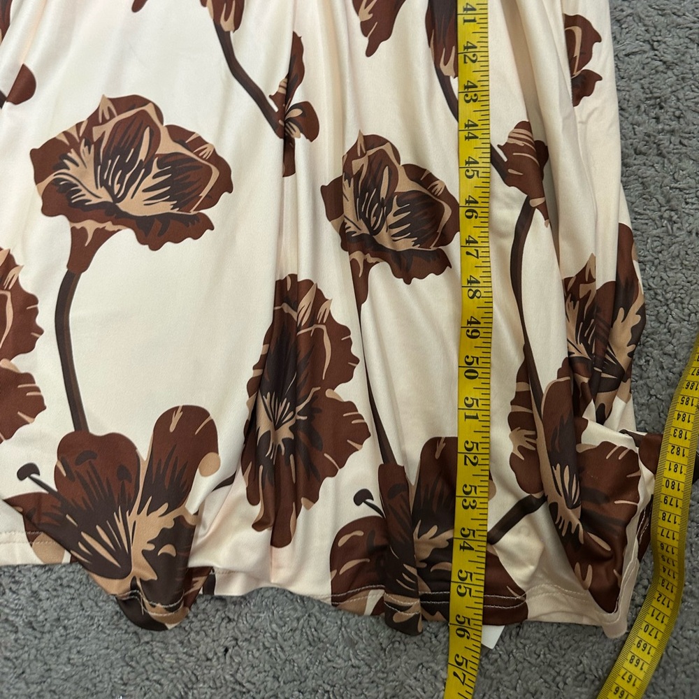 Nwt Commense Floral v neck maxi Long Sleeve Dress - Cream and Brown - Picture 14 of 16